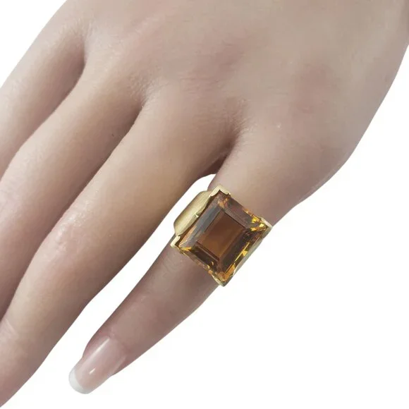 18 Karat Yellow Gold Citrine Ring Size 5 #22647 - Picture 8 of 8